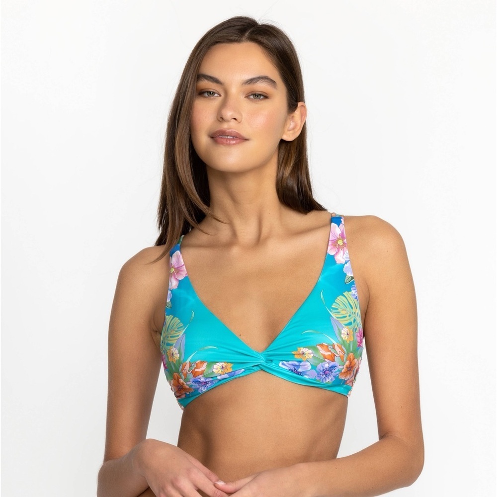 Johnny Was Water Tropic Tie Dye Twist Bikini Top Size Small Swimsuit Swim